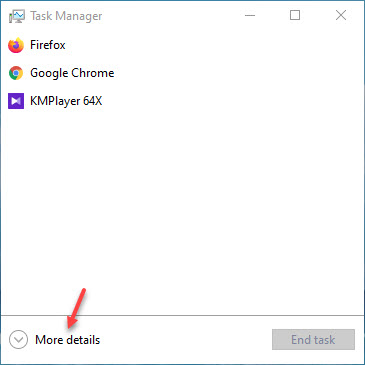 More details mode of task manager